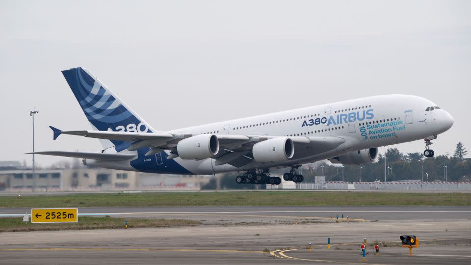 The world's largest passenger plane, the A380, has been used to test SAF. - Alexandre Doumenjou/Master Films/Courtesy Airbus