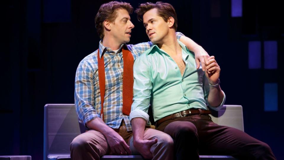 Christian Borle, left, and Andrew Rannells in "Falsettos" on Broadway.