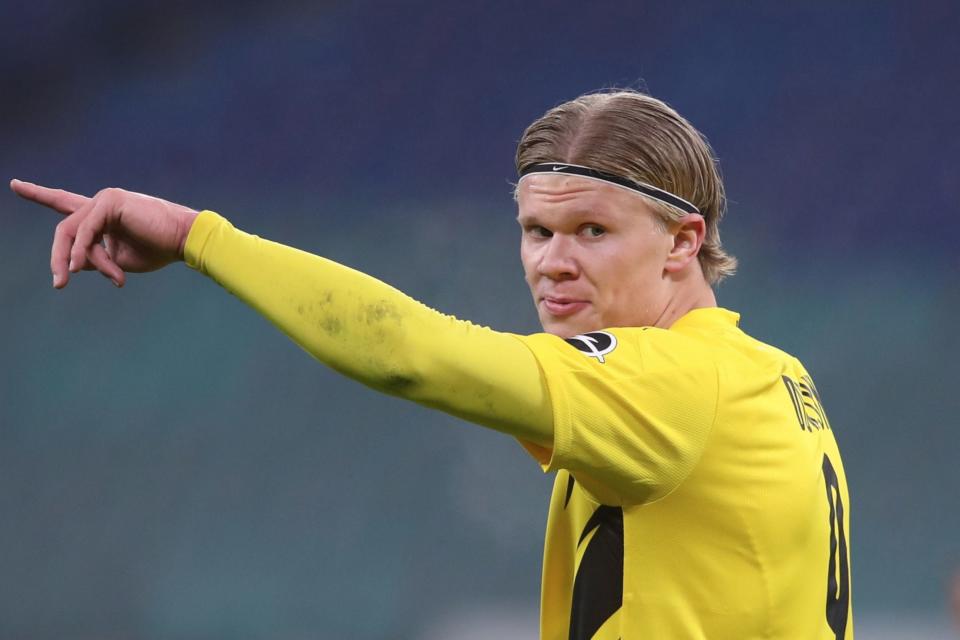 <p>Chelsea are said to be eyeing a record bid for Borussia Dortmund striker Erling Haaland</p> (POOL/AFP via Getty Images)