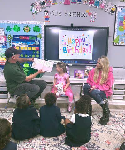 <p>Jessica Simpson/Instagram</p> Eric Johnson appeared to read a book to his daughter Birdie's classmates on her birthday