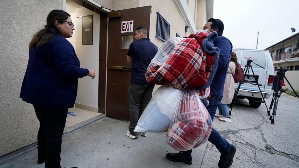 PHOTO: Official bring new blankets into St. Anthony's Croatian Catholic Church in Los Angeles on Wednesday, June 14, 2023. (Damian Dovarganes/AP, FILE)