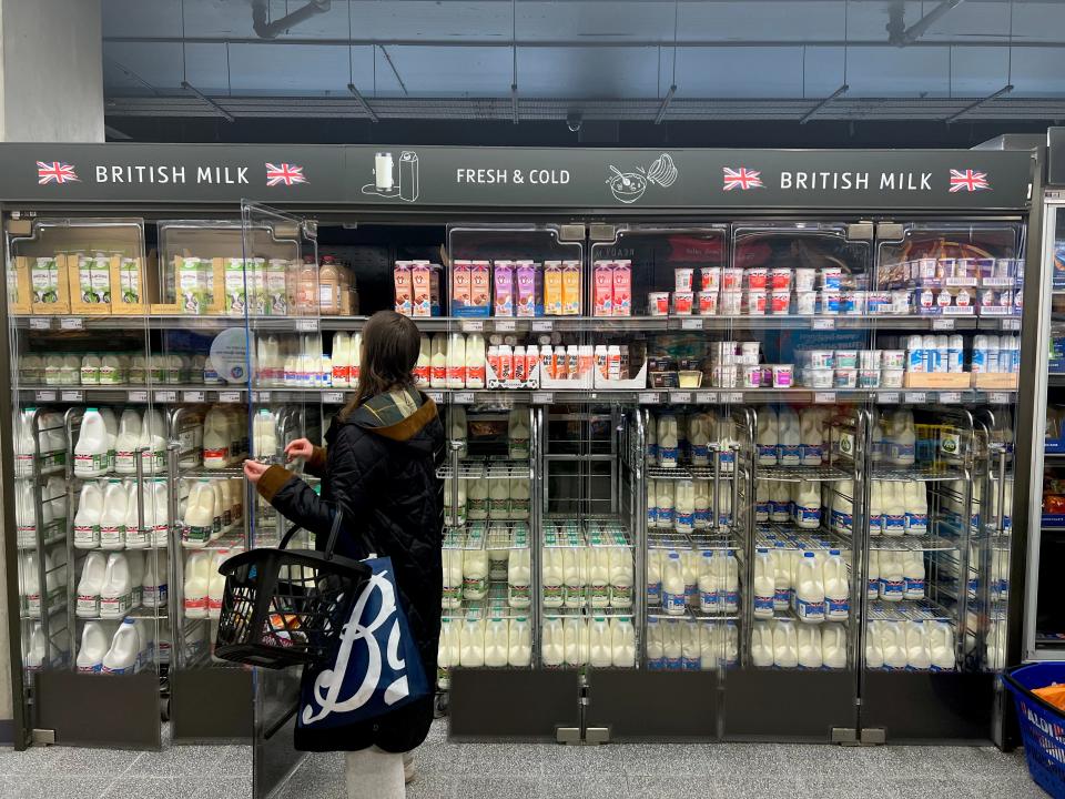 The milk section at Aldi.