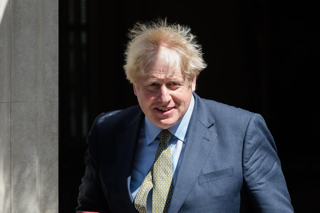 British Prime Minister Boris Johnson leaves 10 Downing Street for PMQs at the House of Commons on 22 July, 2020 in London, England. (Photo by WIktor Szymanowicz/NurPhoto via Getty Images)