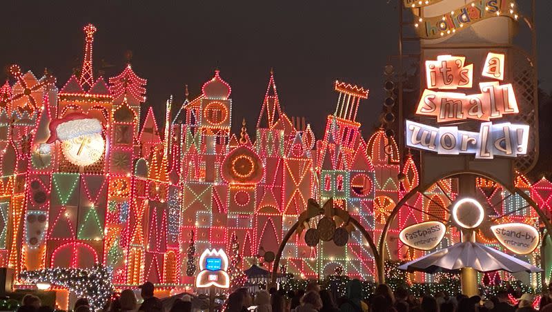 It’s a Small World is transformed during the holiday season at Disneyland to show off the Christmas spirit.