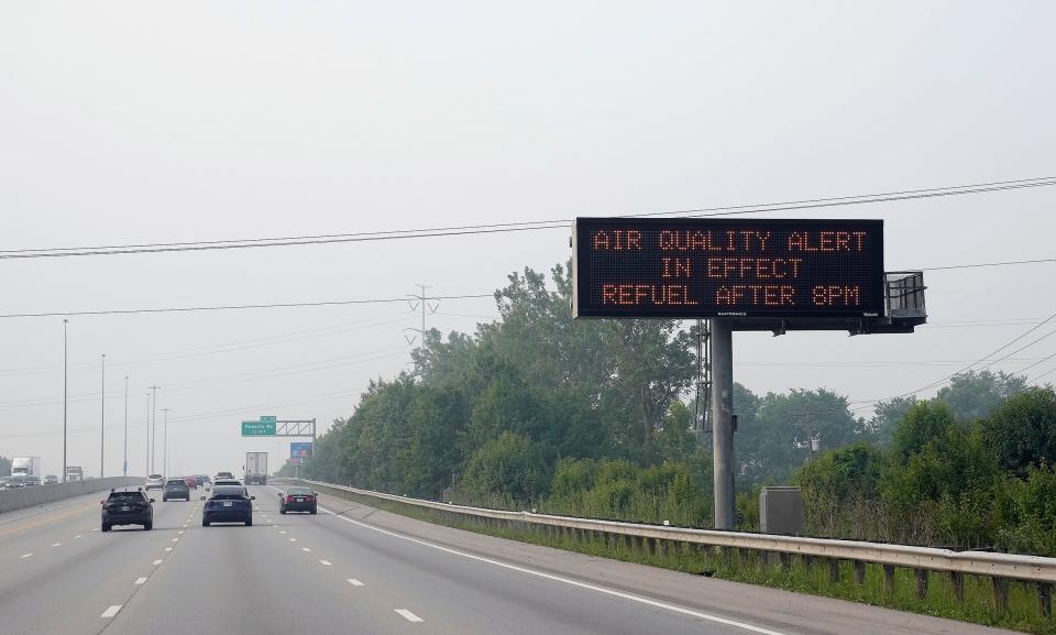 Jun 28, 2023; Columbus, Ohio, USA; An air quality alert has been issued for much of central Ohio until midnight Wednesday as smoke from wildfires in Canada continue to move into parts of the United States.