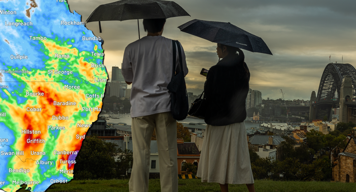 Sydney's rain is set to continue this weekend as it closes in on a record run. Source: Weatherzone/Getty