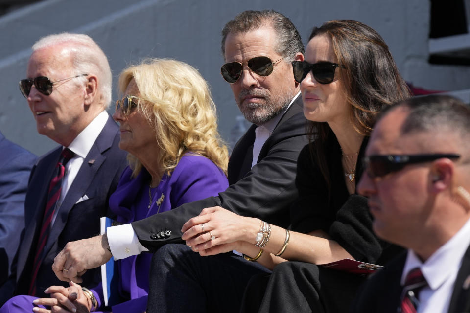 President Joe Biden attends his granddaughter Maisy Biden's commencement ceremony with first lady Jill Biden and children Hunter Biden and Ashley Biden at the University of Pennsylvania in Philadelphia, Monday, May 15, 2023. (AP Photo/Patrick Semansky)