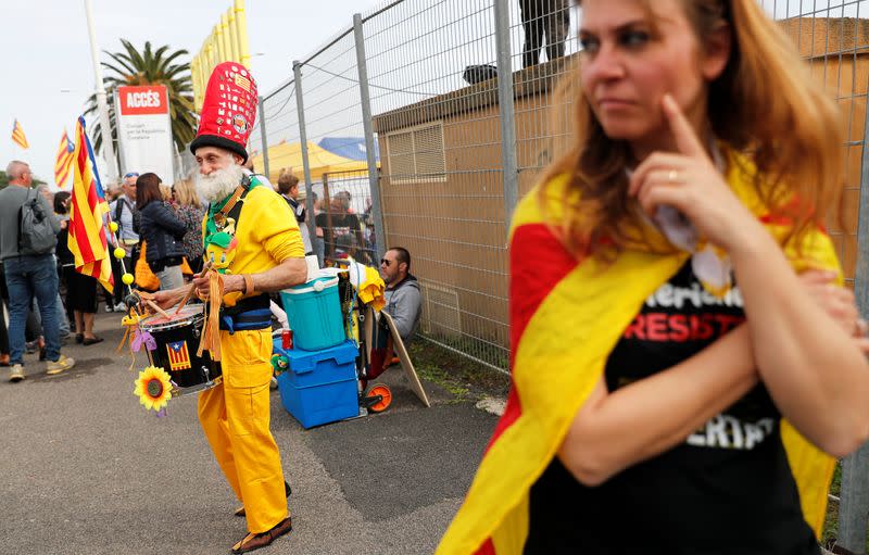 Catalan separatist leader Carles Puigdemont holds a rally in Perpignan