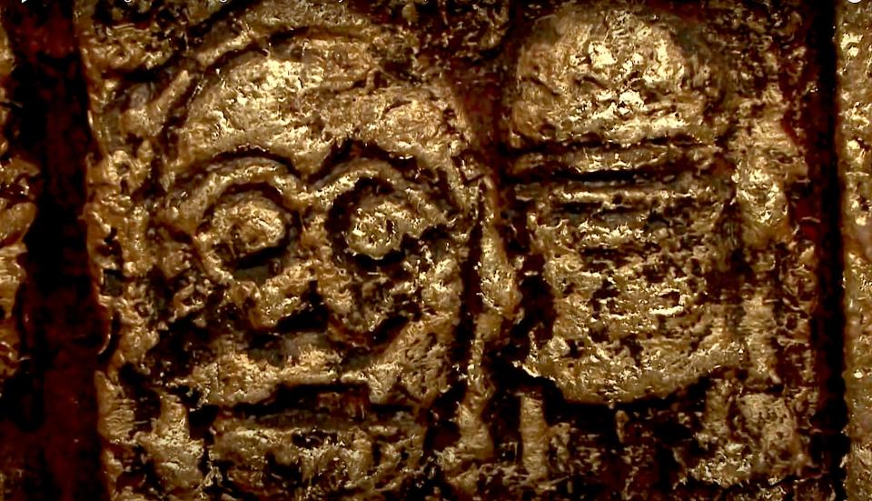 A golden tile showing C-3PO and R2-D2 in "Indiana Jones and the Kingdom of the Crystal Skull."