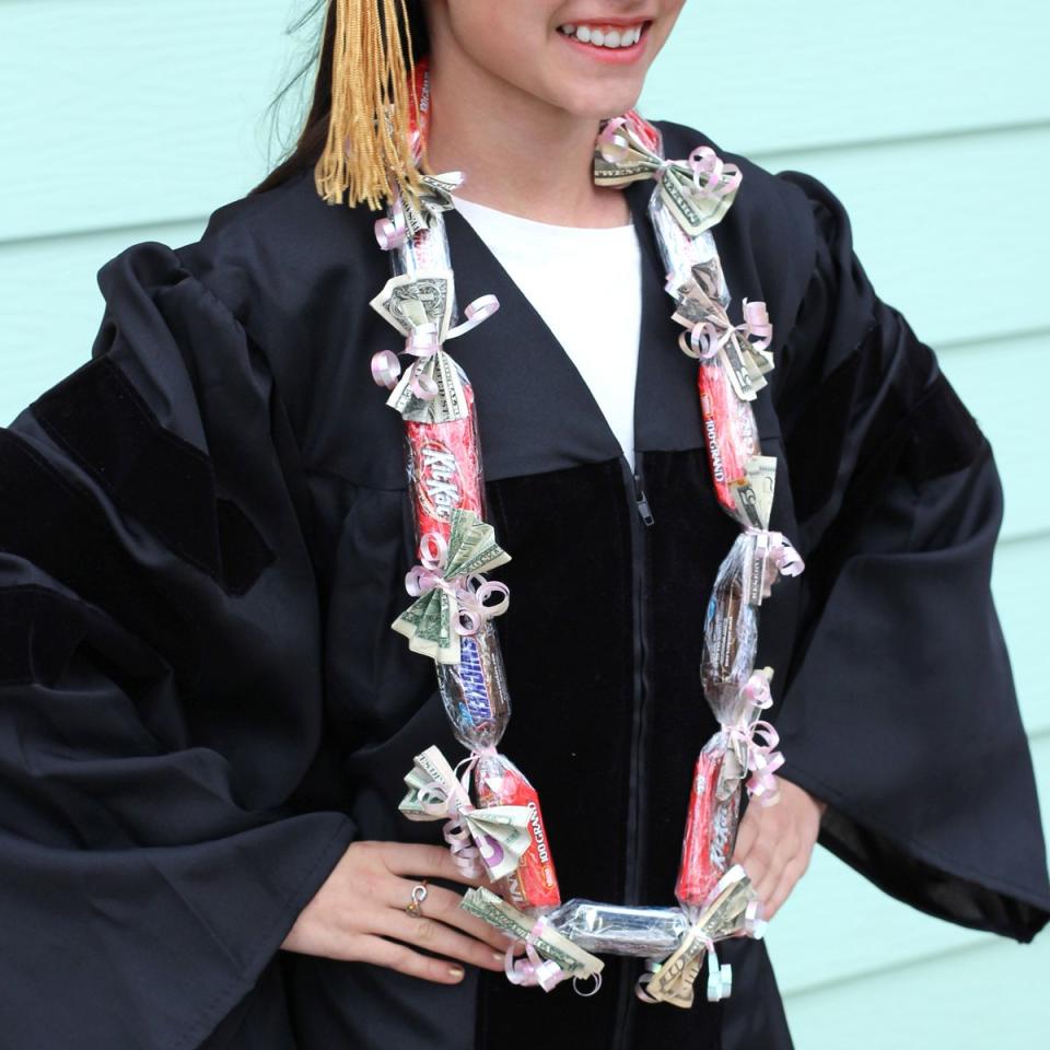 graduation party ideas candy bar and money lei