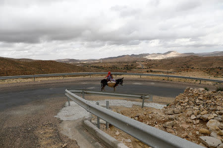 A Berber woman and her sister ride a donkey on the outskirts of Matmata, Tunisia, February 4, 2018. REUTERS/Zohra Bensemra