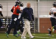 Seattle Seahawks head coach Pete Carroll smiles at their NFL Super Bowl XLVIII football practice in East Rutherford, New Jersey, January 30, 2014. REUTERS/Shannon Stapleton