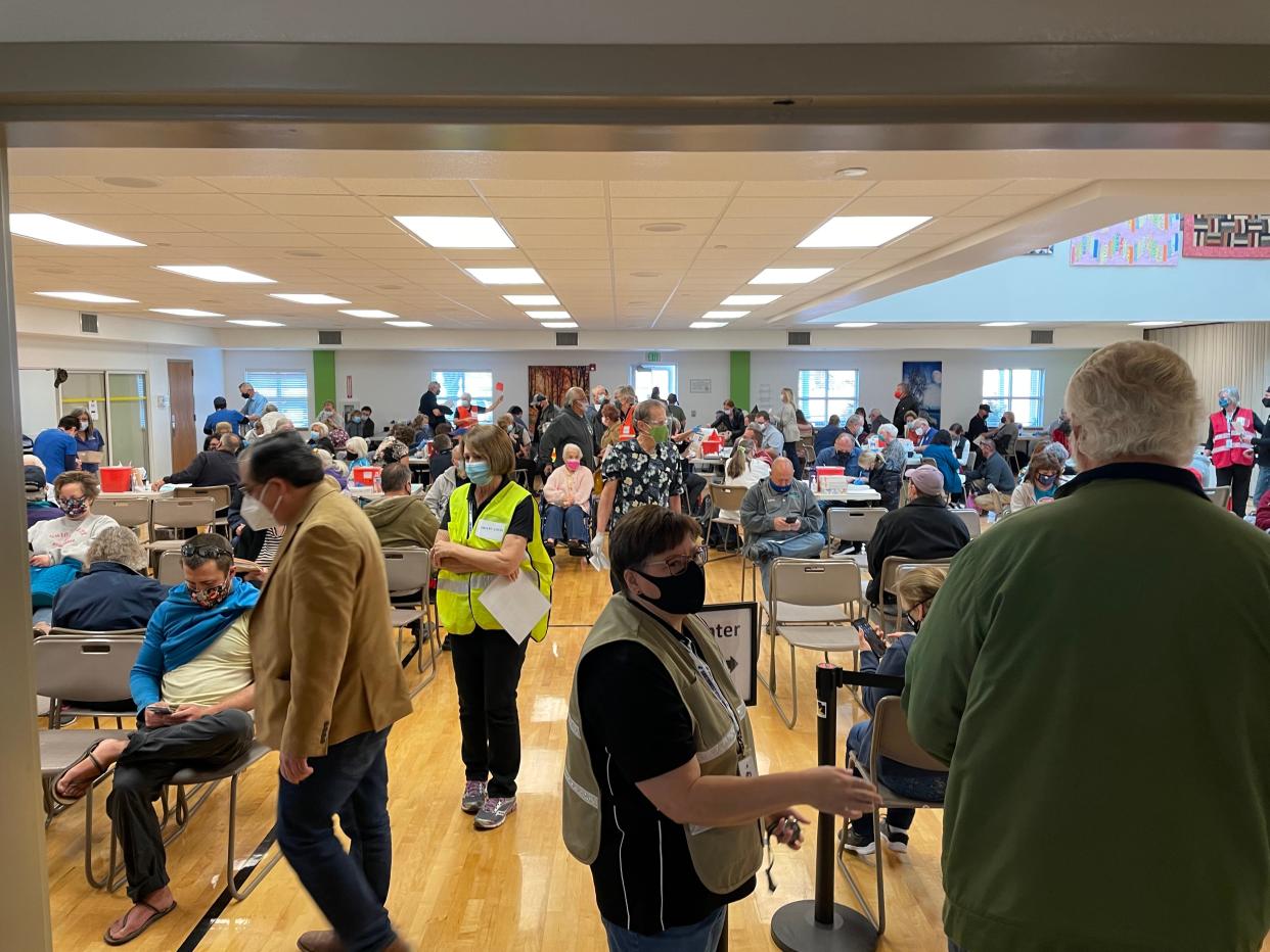 A vaccine clinic is held in St. George on March 11, 2021, the one-year anniversary of the start of the pandemic.