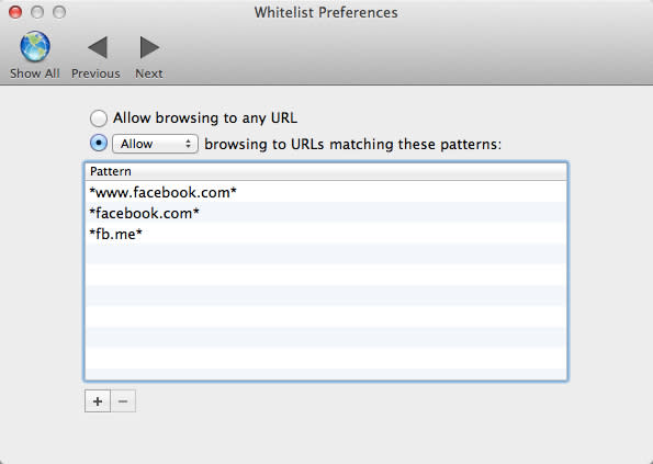 Whitelist Preferences for Fluid Facebook app