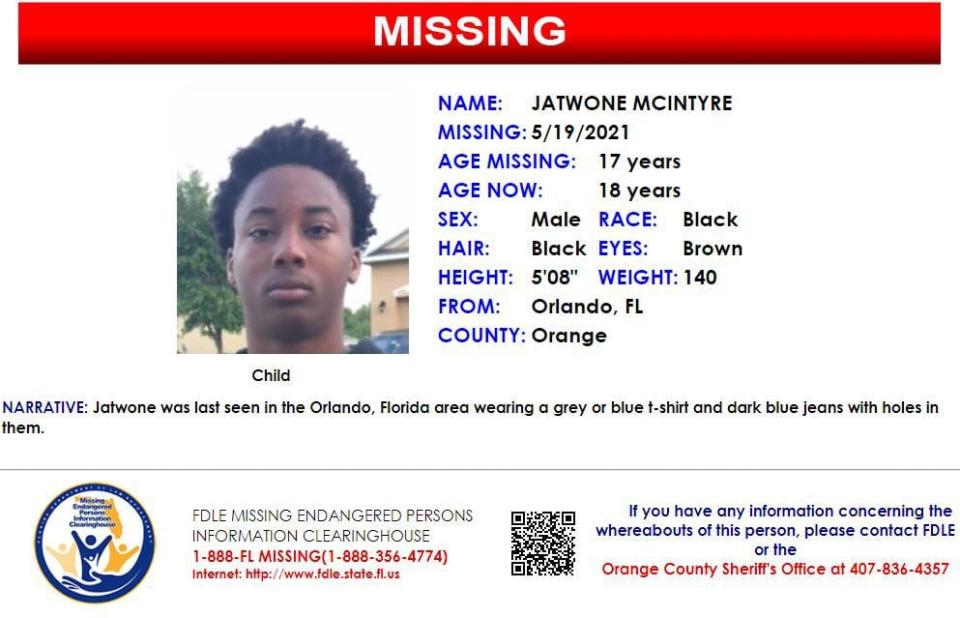 Jatwone McIntyre was last seen in Orlando on May 19, 2021.