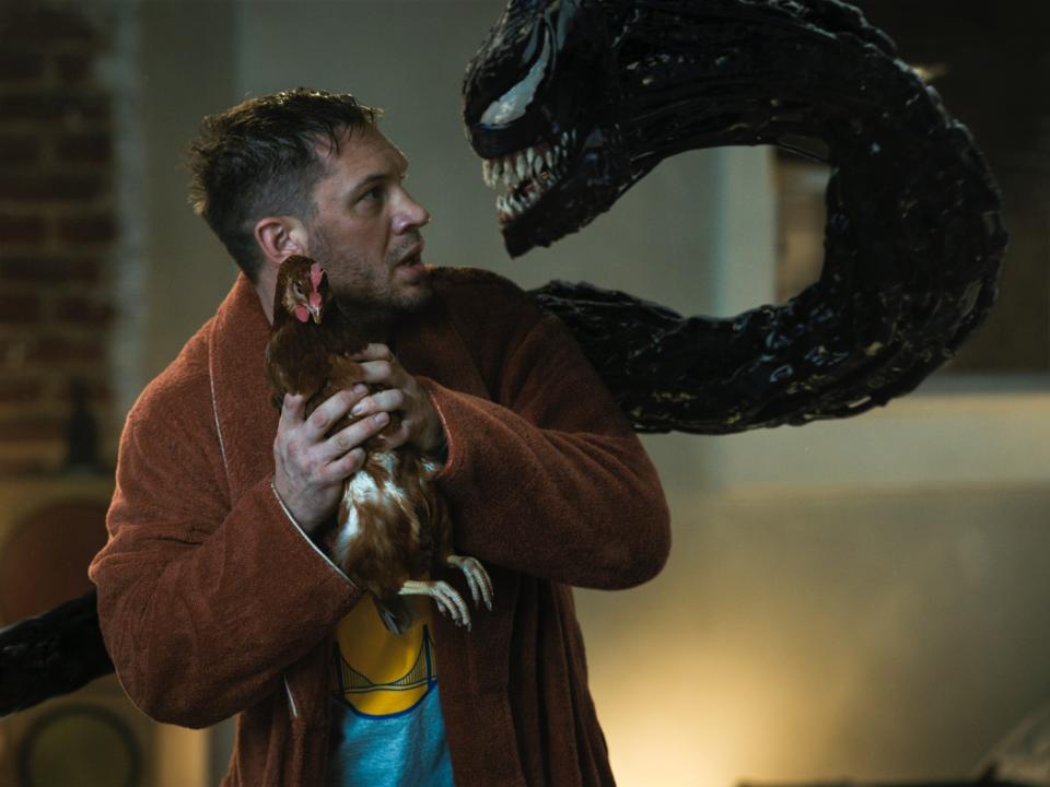 Tom Hardy looking at Venom