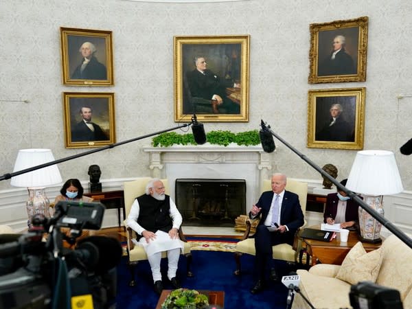 Prime Minister Narendra Modi in talks with US President Joe Biden on Friday.