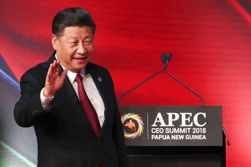 2018年11月17日，巴布亞紐幾內亞舉行的亞太經濟合ˊ作會議（APEC），中國國家主席習近平發表演說。（AP）