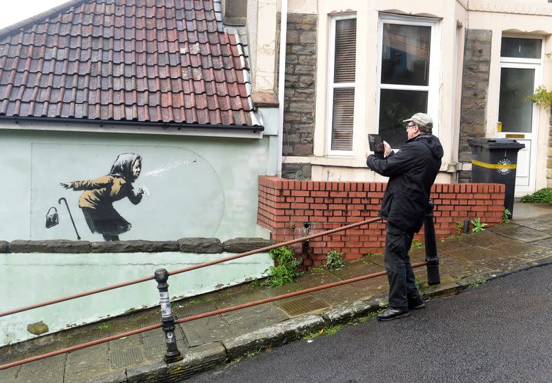 A new street artwork entitled 'Aachoo!!' by Banksy in Totterdown, Bristol