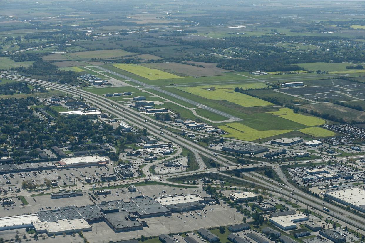 A view from an airplane of the Fond du Lac Airport and Johnson Street exit for I-41 Wednesday, October 9, 2019 in Fond du Lac, Wis. Doug Raflik/USA TODAY NETWORK-Wisconsin 