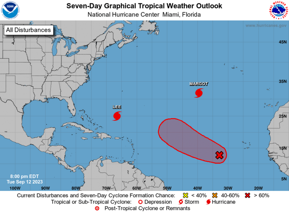 The hurricane center is tracking two hurricanes and a disturbance as they move across the Atlantic this week.