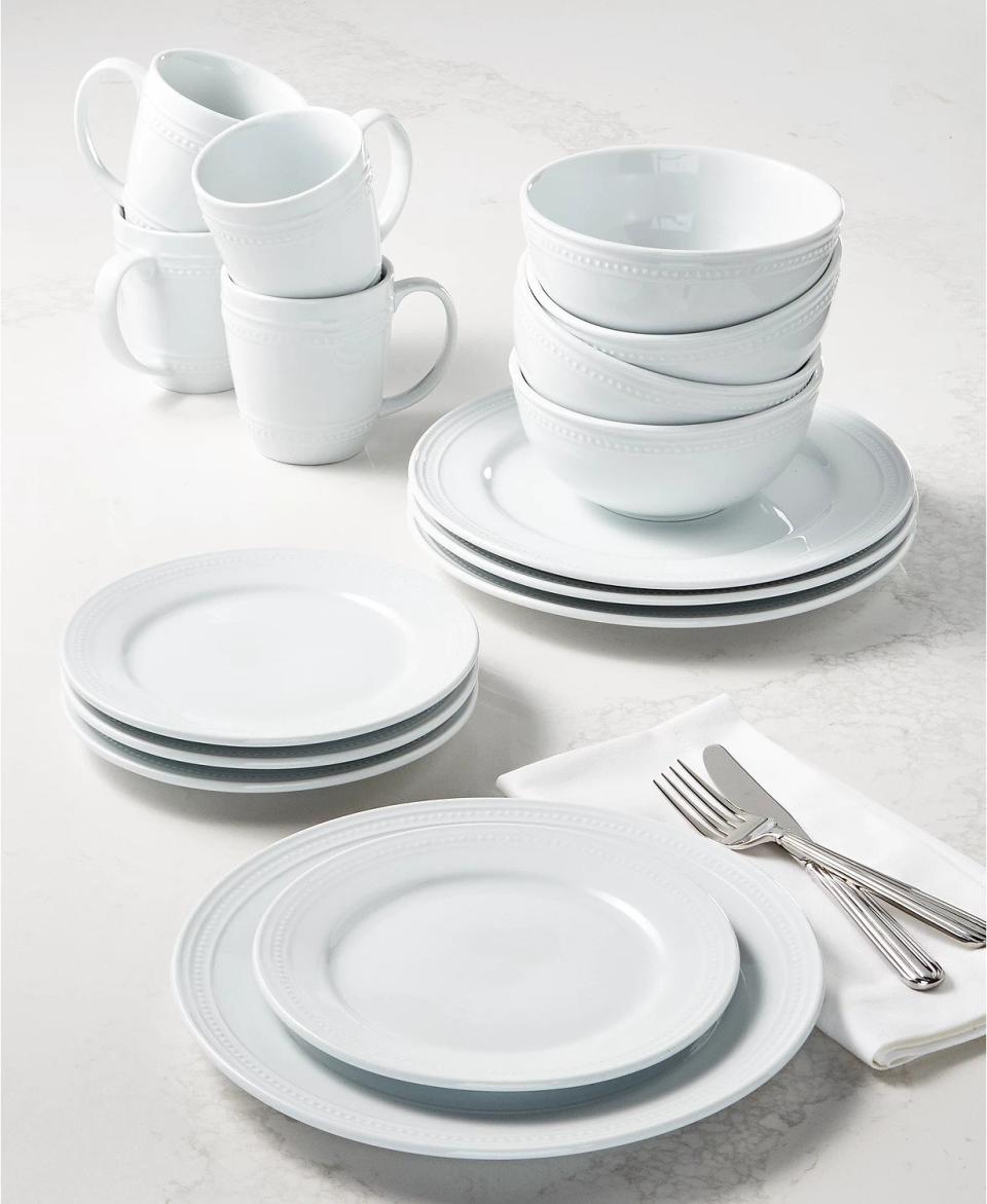 Martha Stewart Collection Textured Whiteware 16-Piece Dinnerware Set