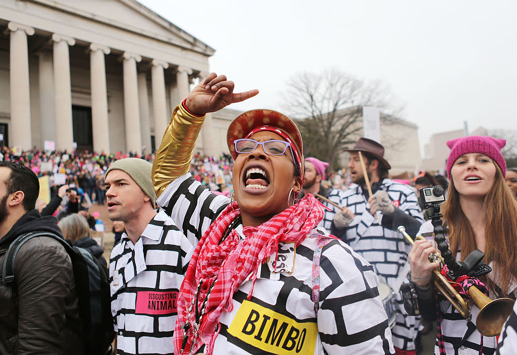 A woman chants while attending the Women’s March on Washington on Jan. 21, 2017, in Washington, D.C. This year’s lineup of events will be a bit different. (Photo: Mario Tama/Getty Images)