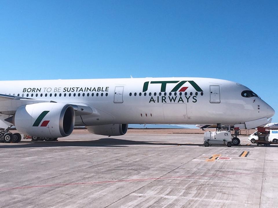 ITA Airways' "Born to be Sustainable" livery.