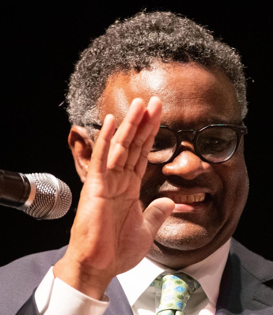 Shelby County Assessor of Property Melvin Burgess is sworn in during the Oath of Office Ceremony Shelby County government officials on Wednesday, Aug. 31, 2022, at the Cannon Center for the Performing Arts in Memphis.