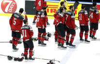 Ice Hockey World Championships - Final - Canada v Finland - Ondrej Nepela Arena, Bratislava, Slovakia - May 26, 2019 Canada's players look dejected after winning a silver medal. REUTERS/Vasily Fedosenko