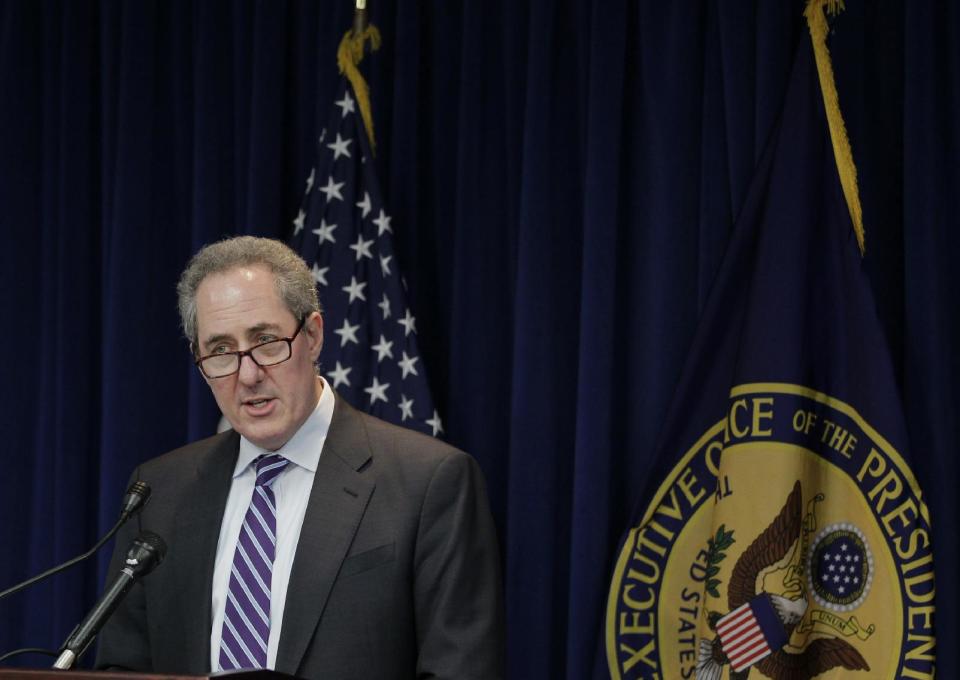 U.S. Trade Representative Michael Froman announces a trade enforcement action related to India, Feb. 10, 2014, during a news conference at the US Trade Representative's office in Washington.(AP Photo/Luis M. Alvarez)