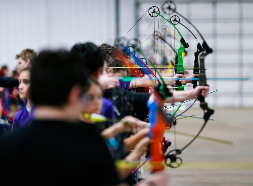 Hundreds of SPS students competed in a state-qualifying archery tournament at the Ozark Empire Fair Grounds Central Building on Wednesday, Jan. 31, 2024.