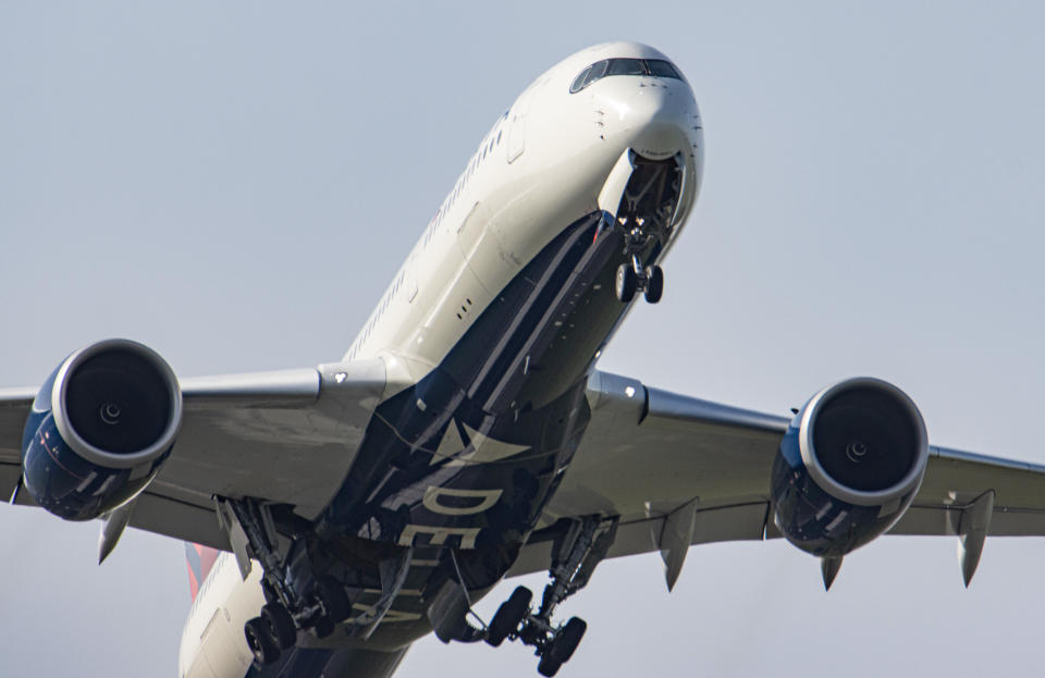 Delta Air Lines Airbus A330neo or A330-900 aircraft with neo engine option of the European plane manufacturer, as seen departing from Amsterdam Schiphol AMS EHAM International airport. (Photo by Nicolas Economou/NurPhoto via Getty Images)