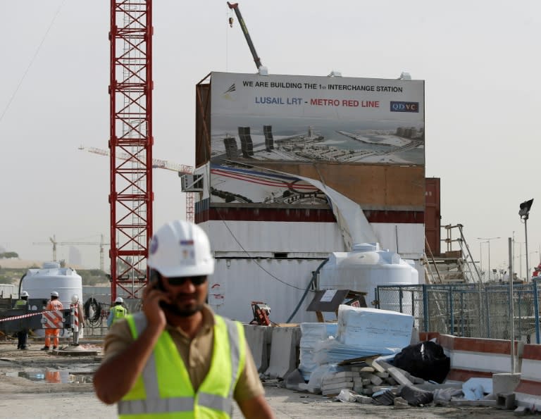 Construction site of a new metro line in Qatar's capital Doha