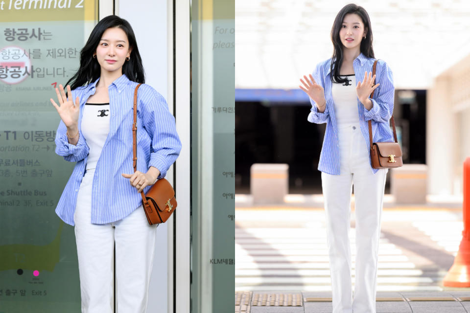 韓國女星愛用包款推薦：金智媛機場穿搭選用CELINE Teen Triomphe手袋！圖片來源：CELINE