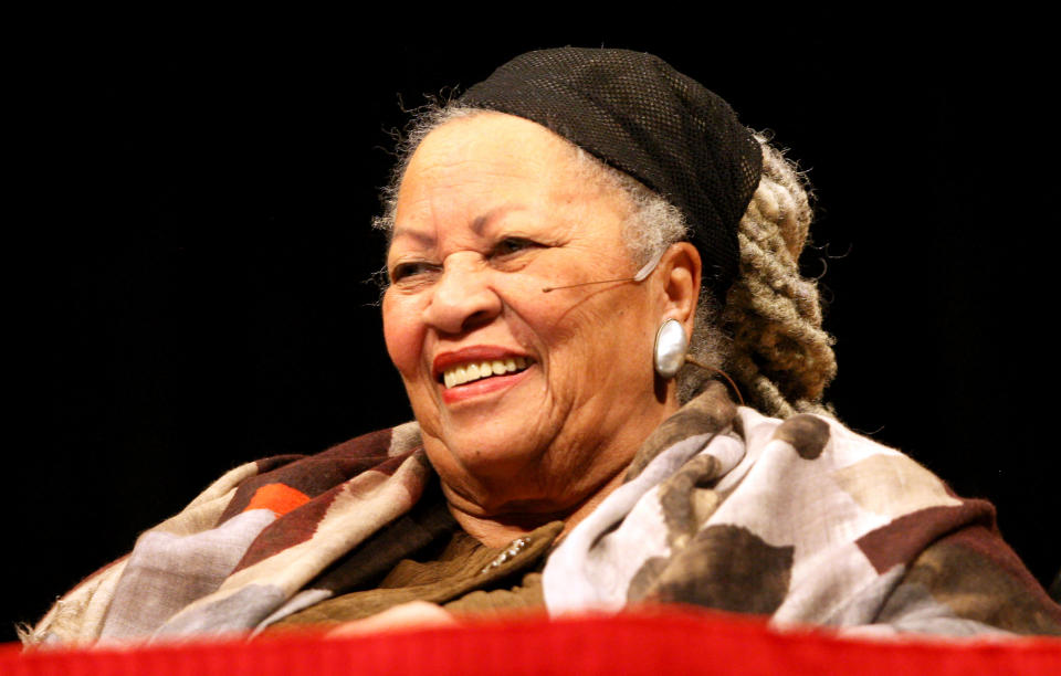 Toni Morrison speaking at Harvard's Sanders Theater in Cambridge, Mass. on March 9, 2016, as part of the Charles Eliot Norton Lectures. (John Blanding / Boston Globe via Getty Images)