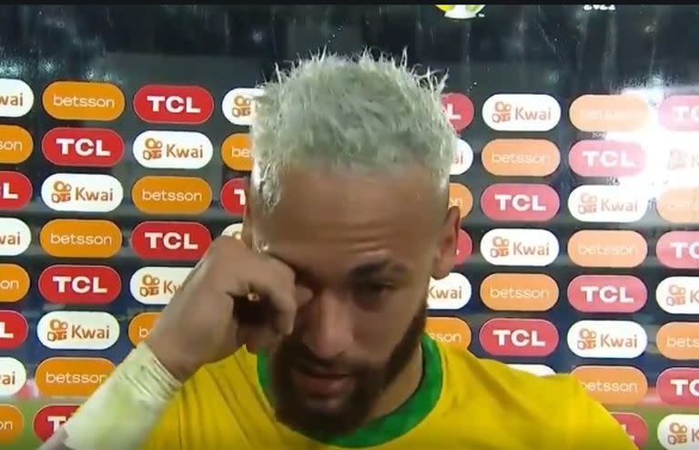 El llanto de Neymar luego de la goleada de Brasil ante Perú por la Copa América.