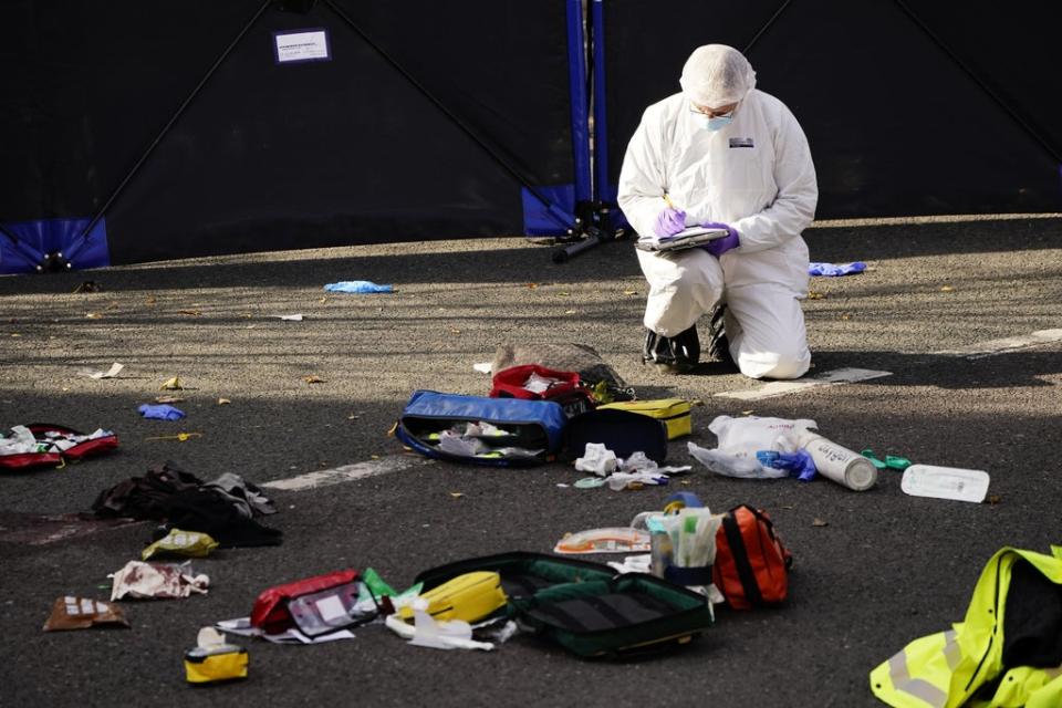 A forensic officer at the scene (Aaron Chown/PA) (PA Wire)