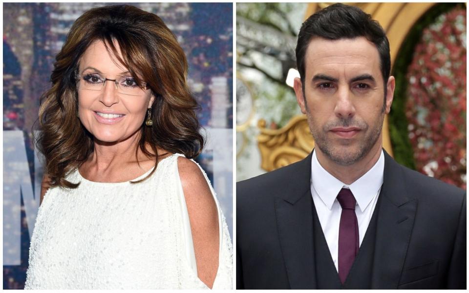 Sarah Palin, left, and Sacha Baron Cohen