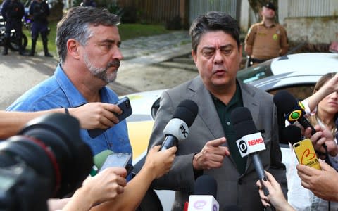 Federal Deputies Paulo Pimenta and Wadi Damous who filed the Habeas Corpus petition to release the former Brazilian president  - Credit: Franklin De Freitas/AFP