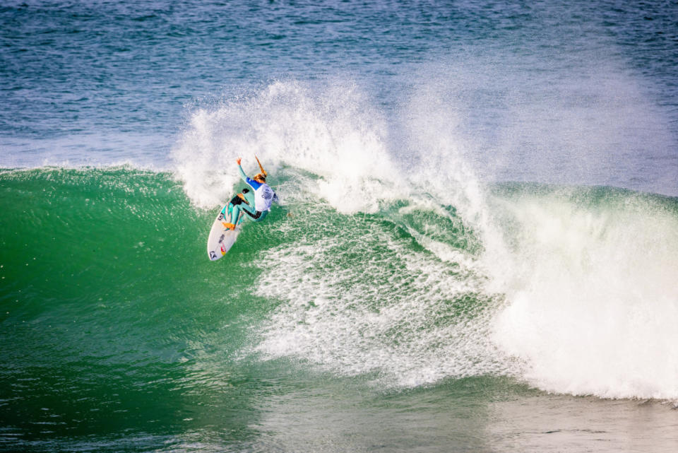 From dropping 10s Nias one week to hammering J-Bay the next, Sierra Kerr is on the fast track to stardom. <p>Photo: Pierre Tostee/WSL</p>