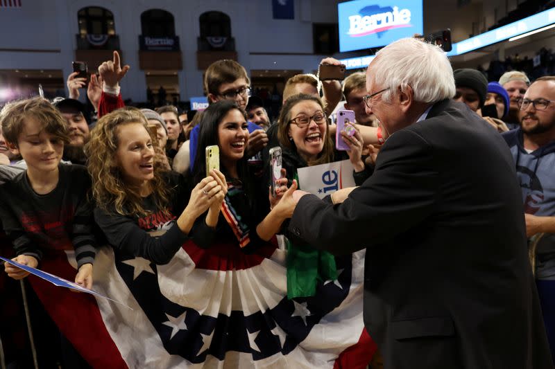 Democratic 2020 U.S. presidential candidate Sanders rallies with supporters in Spartanburg, South Carolina