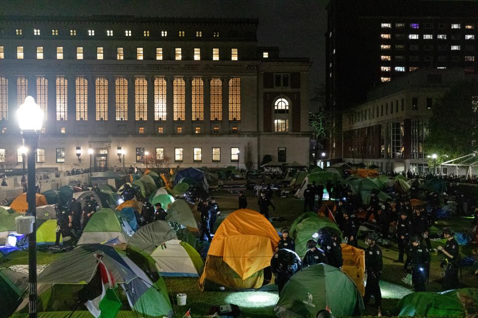 NYPD searching Columbia student encampments, April 30, 2024.