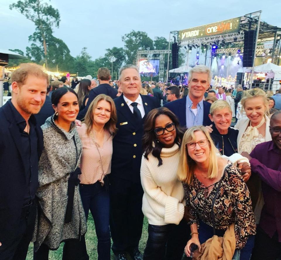 Markle and Harry were last seen at a Santa Barbara fundraiser with Oprah, and a slew of other stars, including Ellen DeGeneres, last September. @Julesbytheseasb/Mega