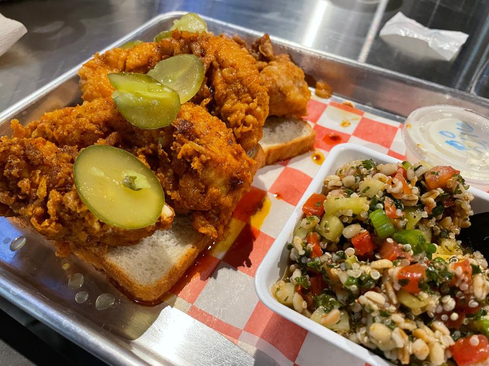 Prince's Hot Chicken Shack at the Yee-Haw Brewing Co. on North Broadway offers eight levels of hotness on their chicken.