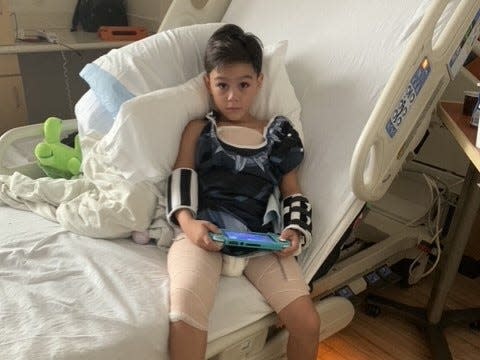 Jayden Bucio at the hospital recovering.