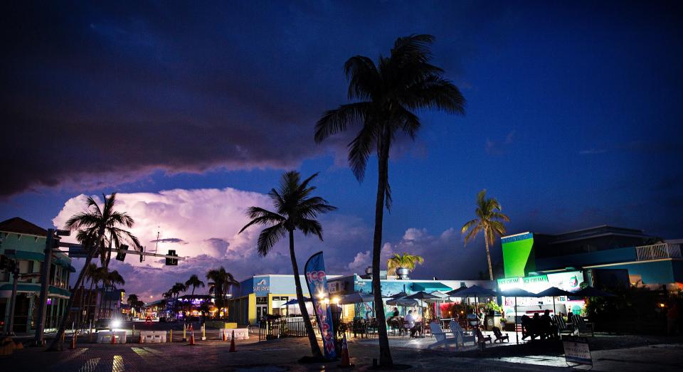 Scenes from Times Square on Fort Myers Beach on Monday, Sept. 11, 2023. The square along with the beach is slowly recovering after getting slammed by Hurricane Ian last year.