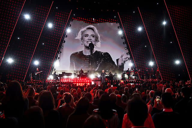 <p>Kevin Mazur/Getty</p> Adele performs in Las Vegas on Jan. 26, 2024