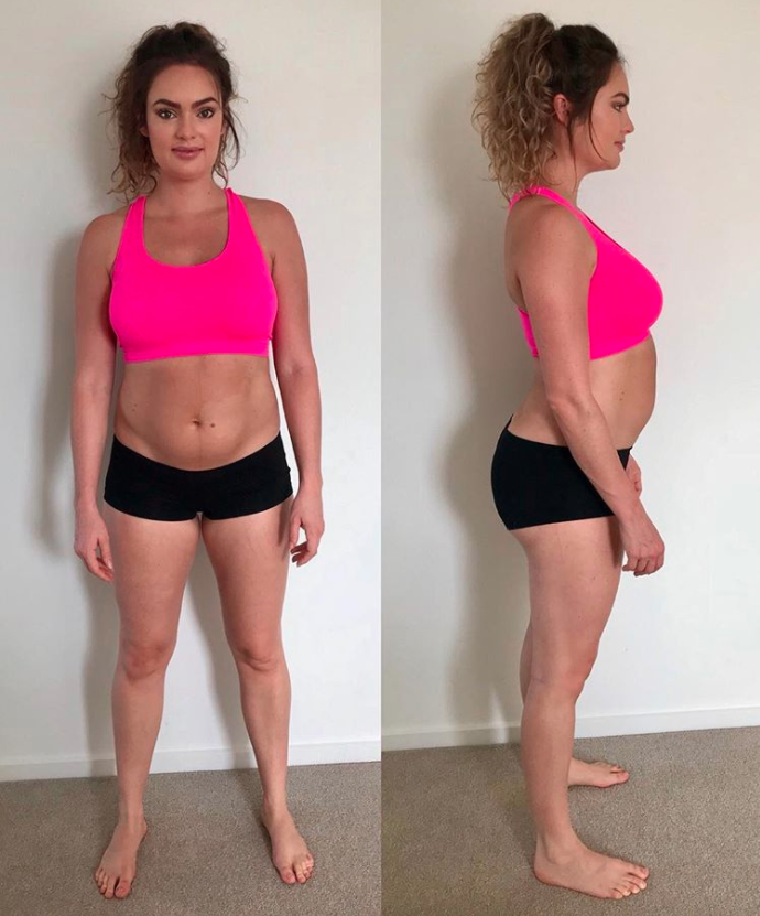 Emily started her journey six weeks after giving birth and shared this before photo. Photo: Instagram/Emily Skye