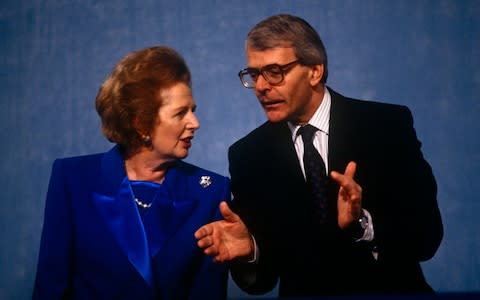 Margaret Thatcher and John Major - Credit: Richard Baker/Corbis Historical 